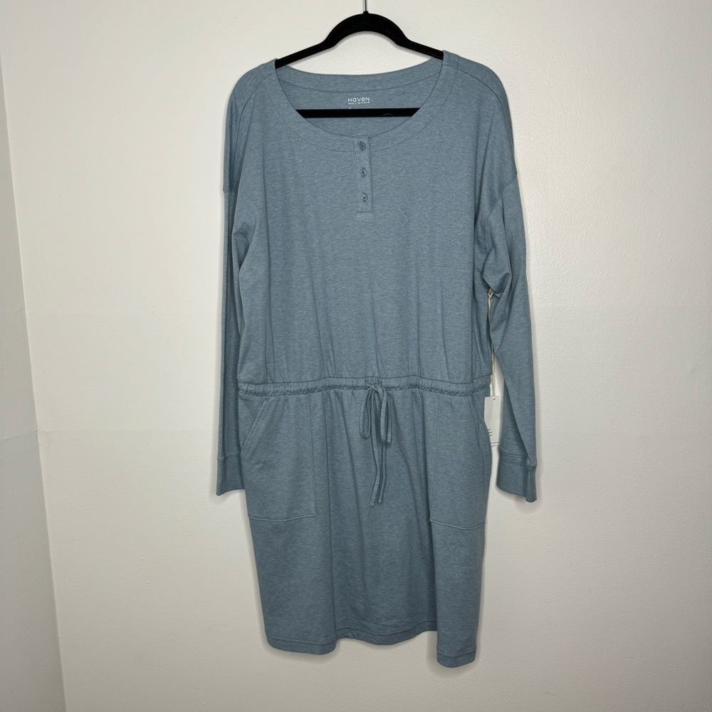 Haven well within blue long sleeve cinch waist dress NWT Xl